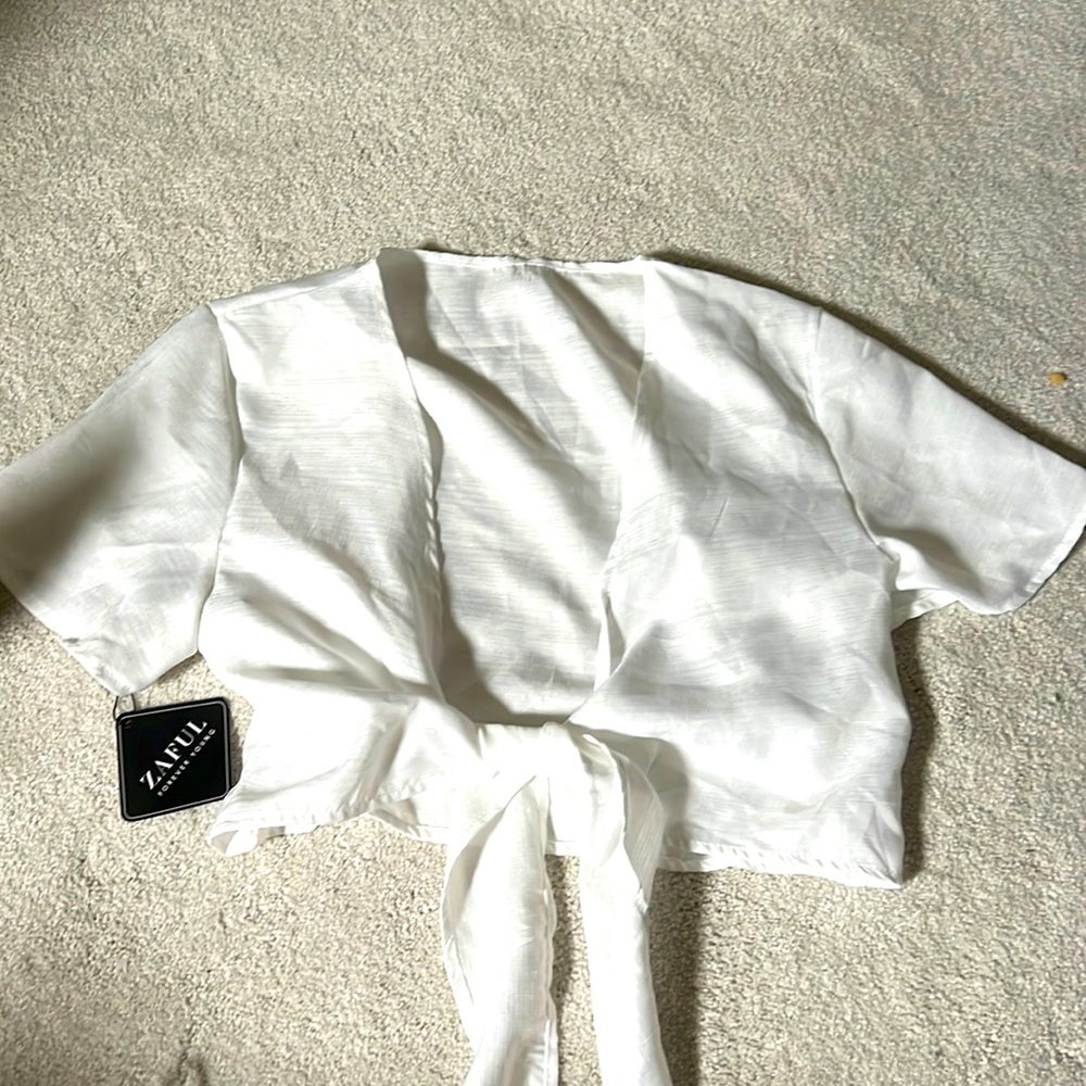 ZAFUL / White beach coverup with tie
